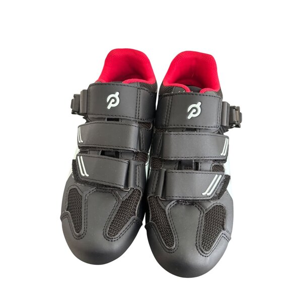 Peloton Cycling Shoes Black Red Trim & Cleats Size 38 Adjustable Straps - Picture 3 of 12